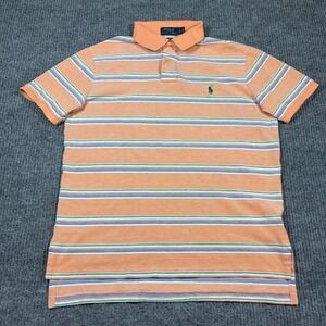 Polo Ralph Lauren Shirt Men's L Custom Fit Striped Polo Orange